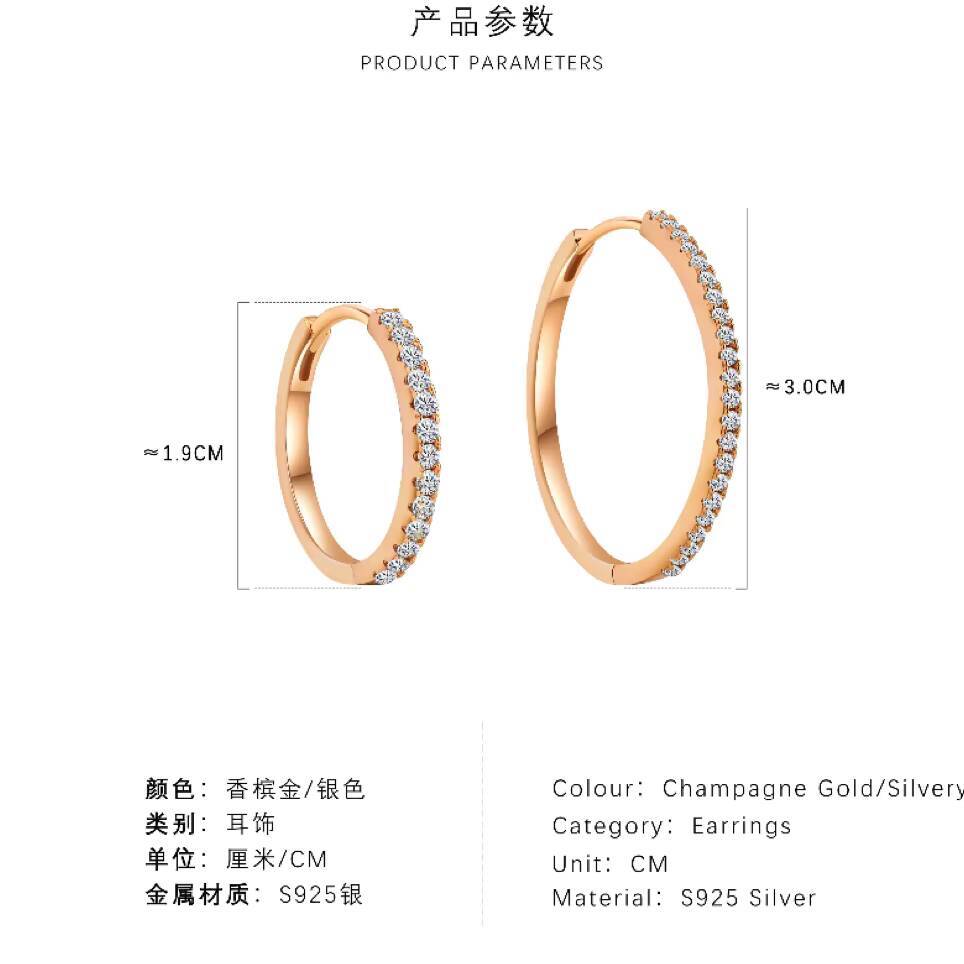 Wholesale Luxury 925 Sterling Silver Fine Moissanite Earrings Minimalist Hoop Earring Moissanite Jewelry for Women Girls