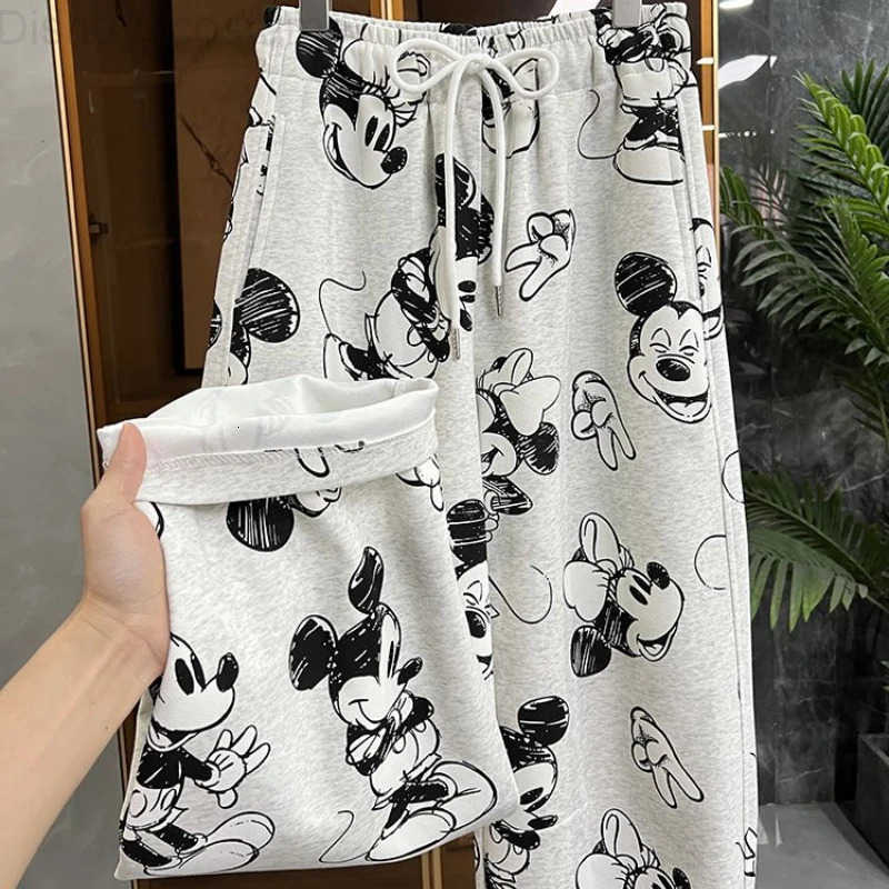 Disney Disneys cute Mickey girls new soft comfortable fashionable and versatile cartoon creative print pattern casual sweatpants H251027