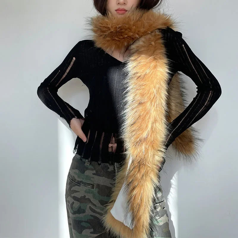 Women Faux Fox Fur long Scarf Men Winter Warm Thickened Lengthened Scarf Neck Fur Collar Dress Cape Sexy Party Dress Shawls 251024CJ