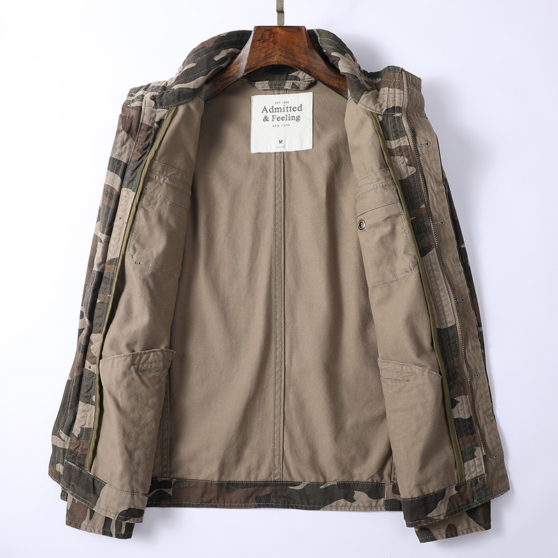 Spring and Autumn Designer Fashion Men's Jacket Camouflage Casual Men's Youth Jacket Loose Zipper Green Men