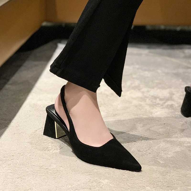 Black Sandals Women Summer New Fi Womens Sandals Pointed Pumps Women Shoes Office Dress Shoes Sexy Square Heel High ShoesXJ251027