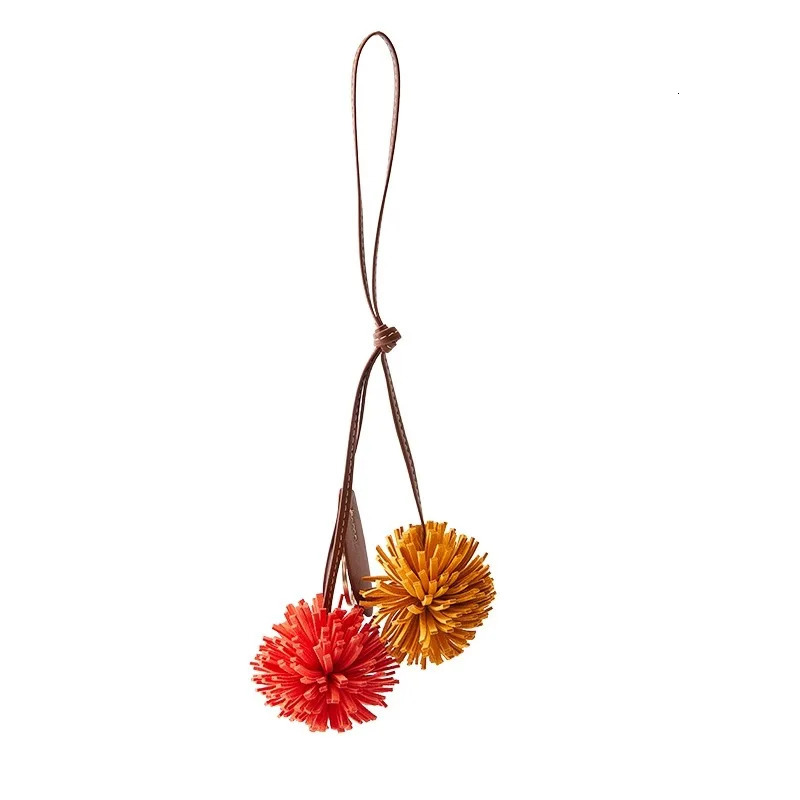 Cowhide Leather Bag charm flower ball pendant fashion highgrade lychee flower car pendant decoration bag accessories 251027