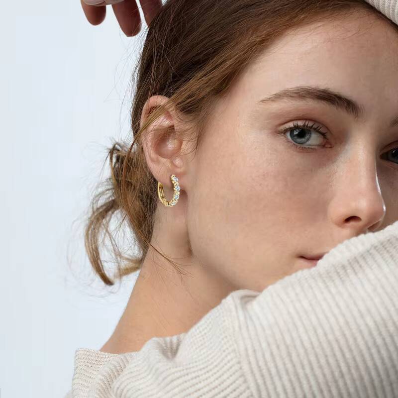 2024 925 Sterling Silver Round Cut Moissanite 14mm 3mm S925 Hoop Earrings for Women Chunky French Chic Fashion Jewelry Ear Ring