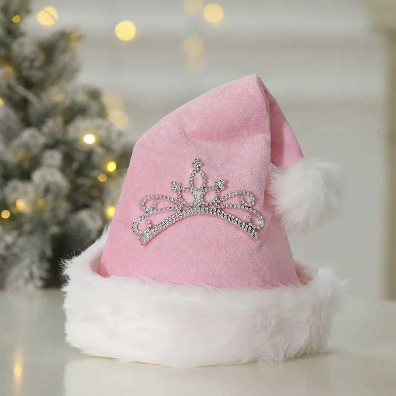 2025 New Pink Crown Christmas Hat For Holiday Dressing Up As An Adult Christmas Plush HatW251027