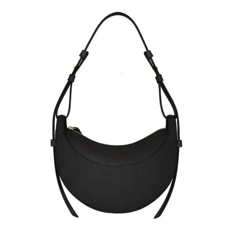 2025 French Fashion Genuine Leather Women's Crescent Bag, Niche Design Zipper Closure Shoulder Crossbody Bag