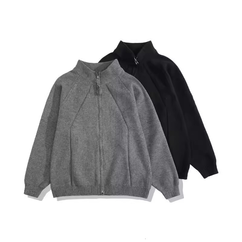 Solid Color Knitted Sweater Jacket For Designer Sweater Men Spring And Autumn Lazy And High-end Feel Cardigan Stylish Stand Collar Sweater