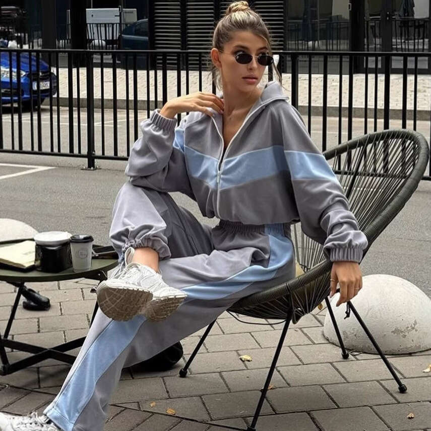 2025 Fashion Casual Sports Suit Zipper Cardigan Long Pants Two-Piece Set for Women