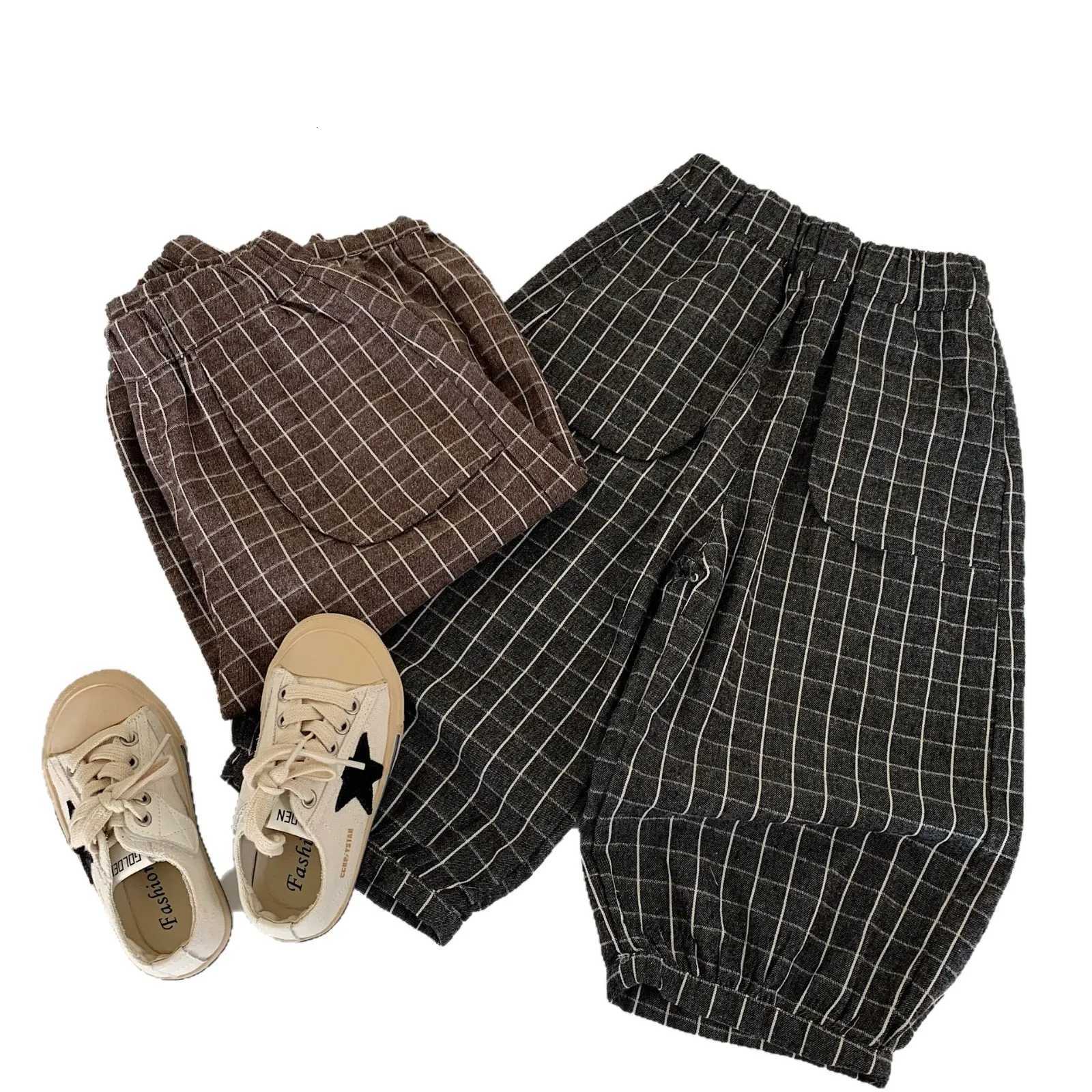 Autumn baby boys pants plaid vintage infant baby boys Harem pants Relaxed Elastic Waist baby boys long pantsT251027