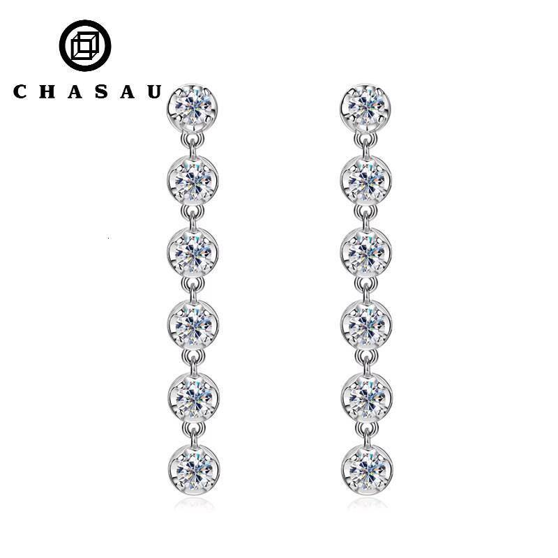 Wedding Jewelry Romantic Dazzling 925 Sterling Silver Moissanite Diamond Dangle Stud Earrings for Women