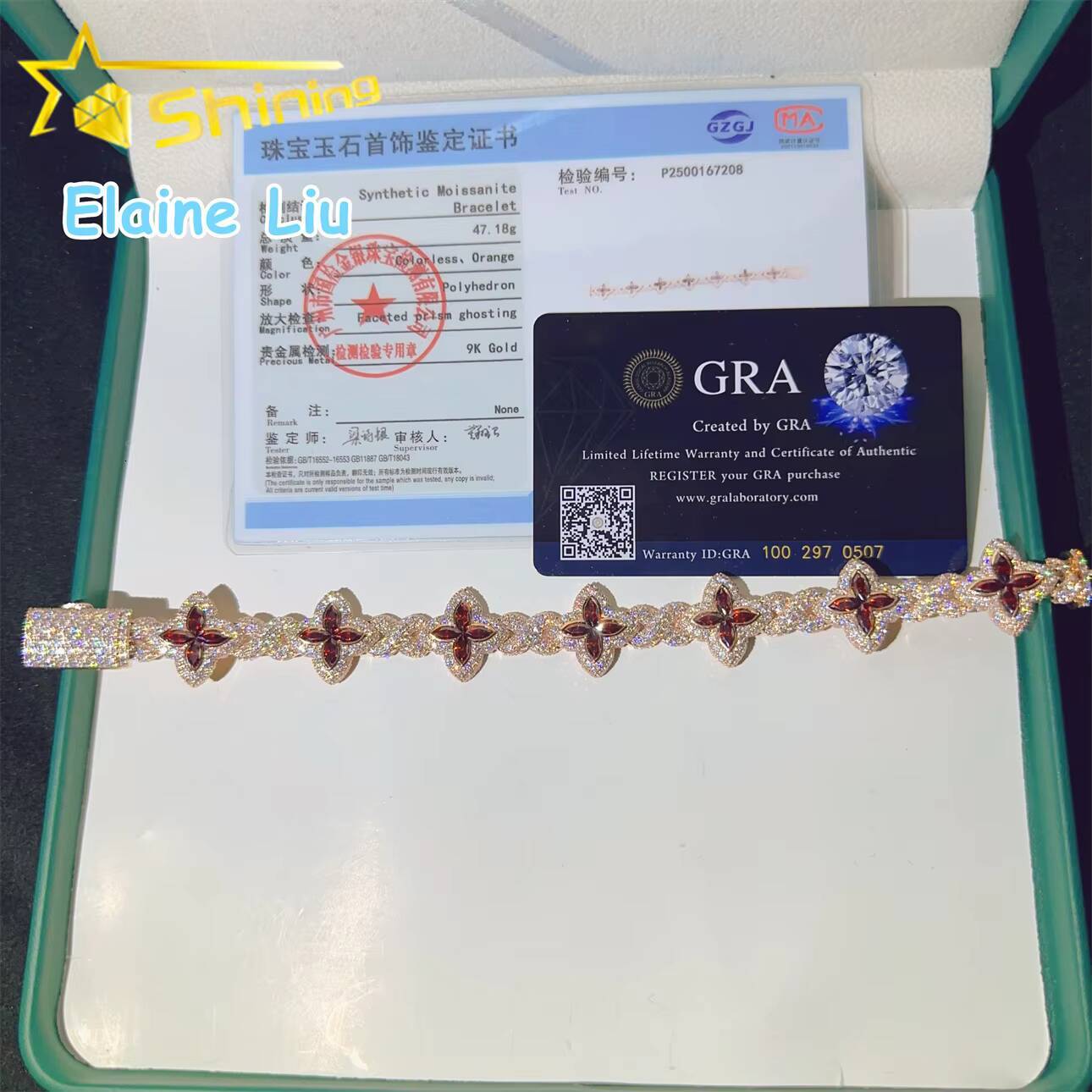 Iced Out 9K Real Gold Hip Hop JewelryvMoissanite Luxury VVS Moissanite Diamond Cuban Link Bracelet