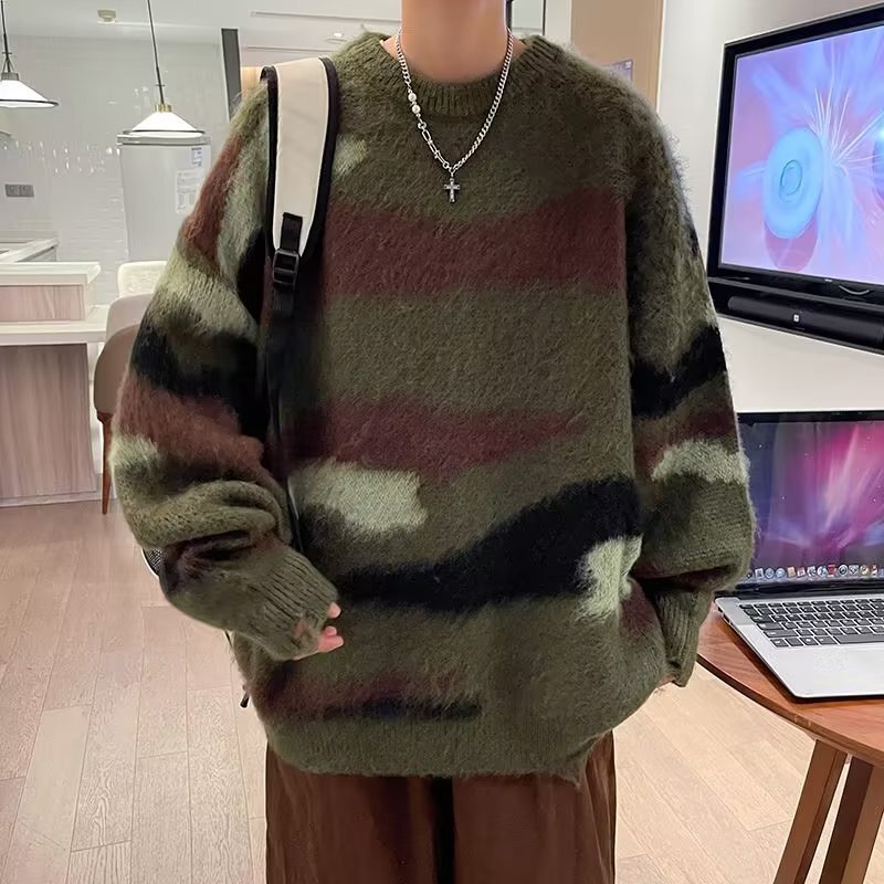 American Style Casual Autumn Winter Mohair Designer Sweater Sweater For Men High-end Lazy Trendy Brand Niche Knitted Jacket