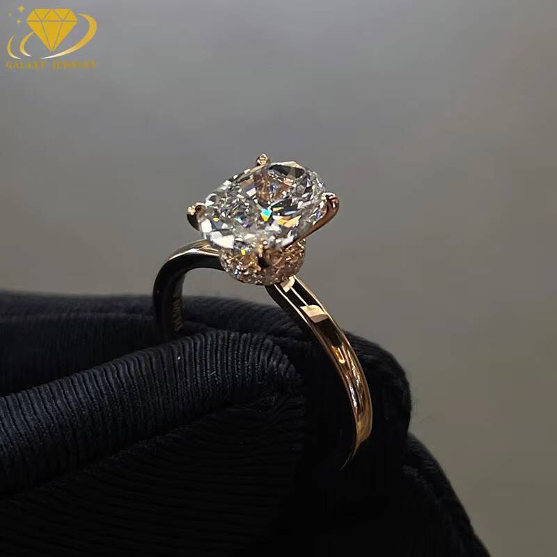Luxury Jewelry Custom 18K Gold Oval Cut Lab Grown Diamond Ring Pass The Diamond Tester Ring For Women