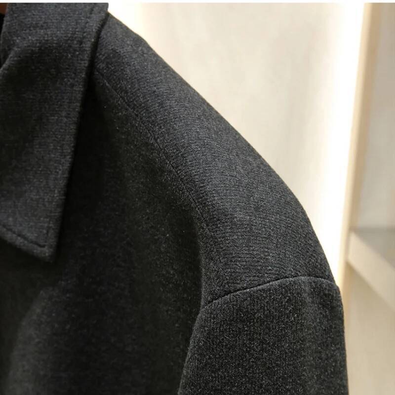 Simple And Fashionable Knitted Wool Blend Old Money Style Single-Button Sport Casual Suit Jacket For Men