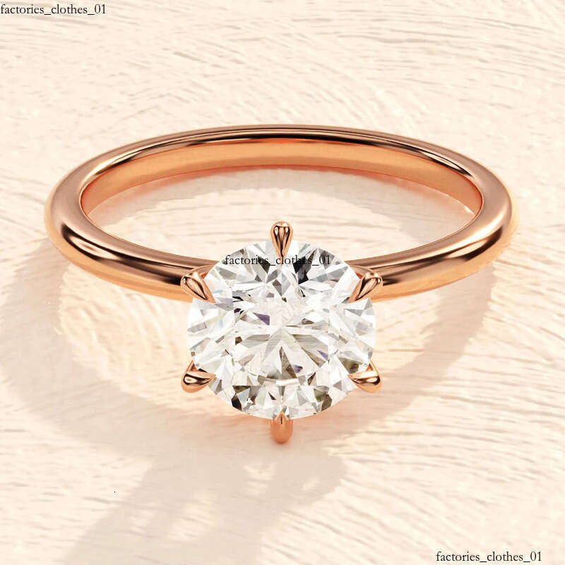 6 Prong Round Engagement Sier Ring/14k Solid Gold 3 Carats Solitaire Moissanite Ring For Wedding