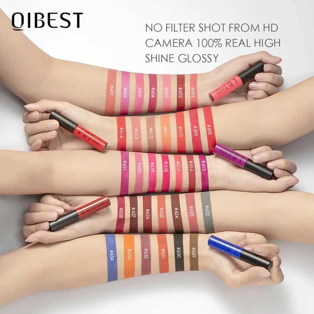 QIBEST Waterproof Matte Nude Liquid Lipstick Pigment Dark Red Black Long Lasting Liquid Lipstick Women Makeup Lipgloss Lip Tint W251027