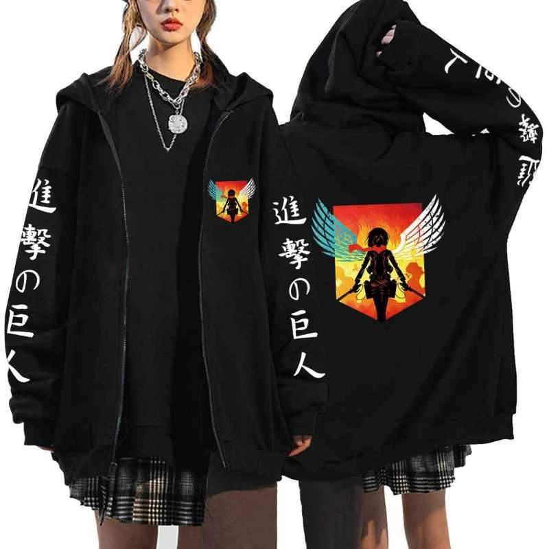 Attack on Titan Trend Graphic Print Zipper Hoodie Fashionable Casual Mens Womens Clothing Fleece Versatile Sweatshirts W251027