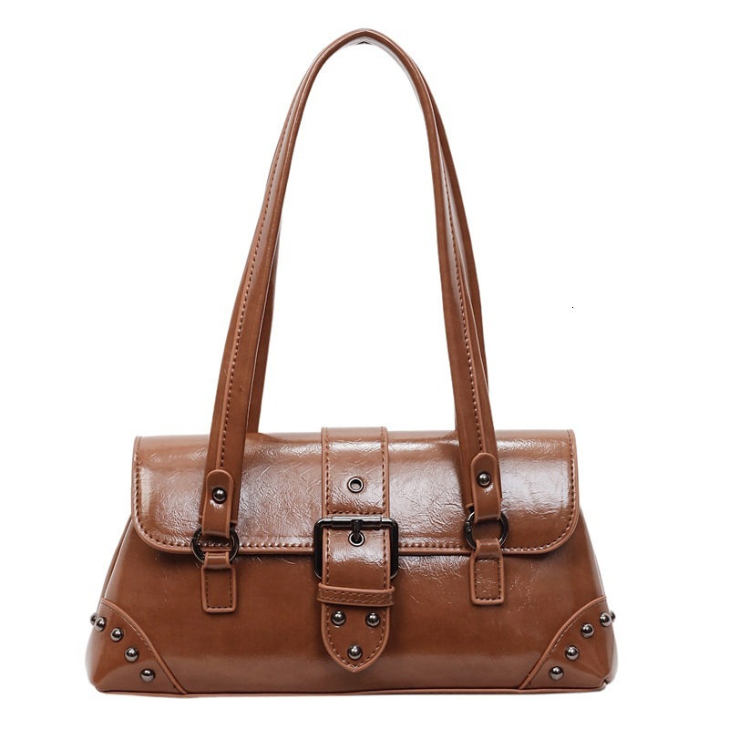 Free shipping designer bag High-end Underarm Bag for Women New Trendy Fashion Versatile Rivet Motorcycle Bag Light Luxury Handbag