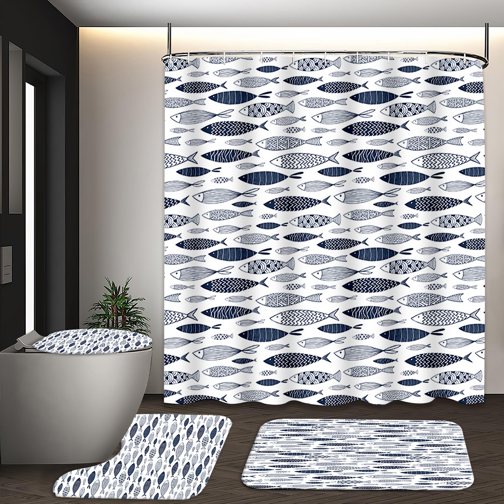 YL-37561 Hot selling digital printed shower curtain animal waterproof, mildew-proof and moisture-proof bathroom dry and wet separation curtain