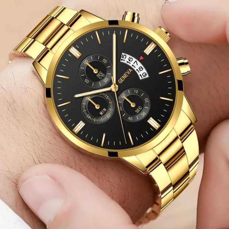 Fashion Relogio Masculino Golden Color Watches Men Male Clock With Calendar Full Steel Quartz Wristwatch Exquisite Relojes SaatiT251027