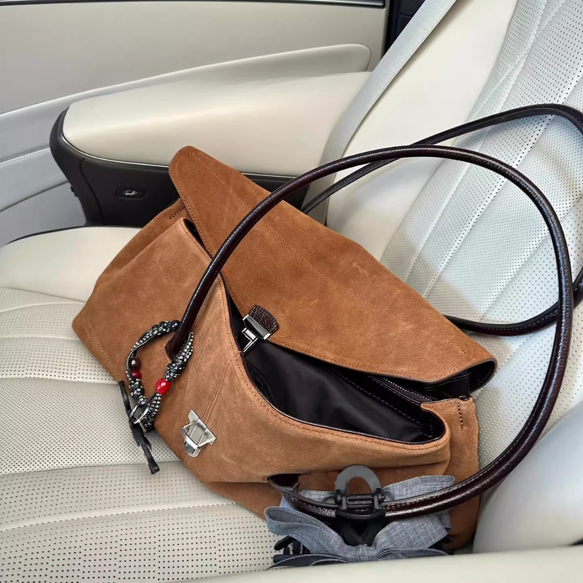 Designer Brown Suede Premium Women's Handbag Autumn/Winter New Multi functional Suede Fashion Shoulder Bag