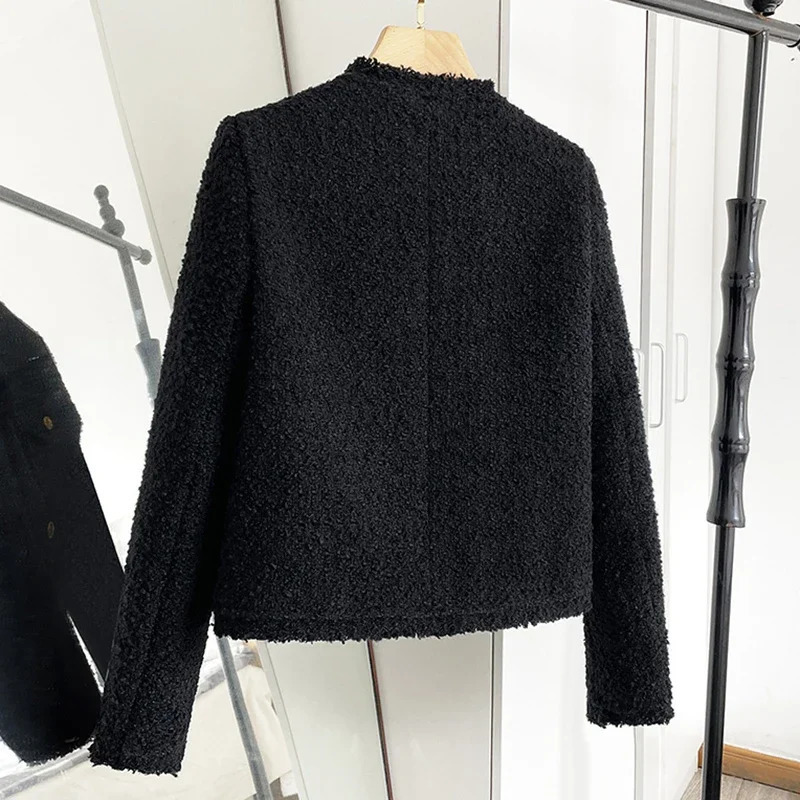 EVNISI Women Tweed Long Sleeve Elegant Jacket Singlebreasted Cardigan Coat Pocket Small Fragrance Outerwear Autumn 251027