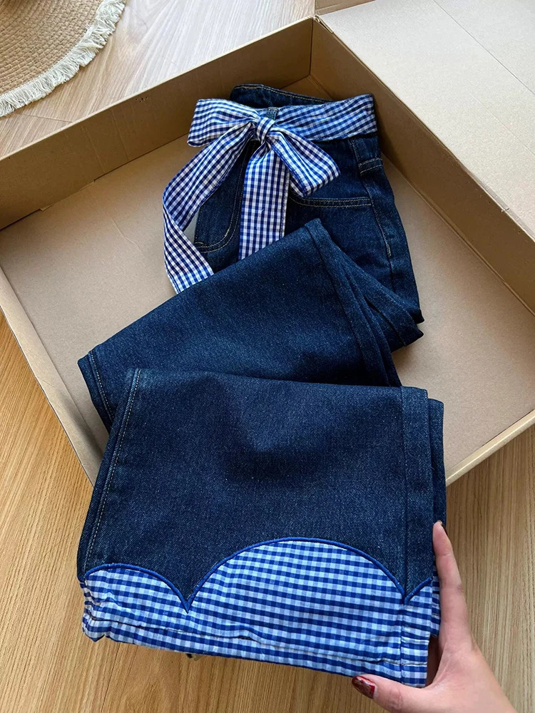 Y2K Spring Slim Fashion Women Jeans Casual Loose Contrast Color Woman High Waist Basic Chicly Wide Leg Pants Female 251027