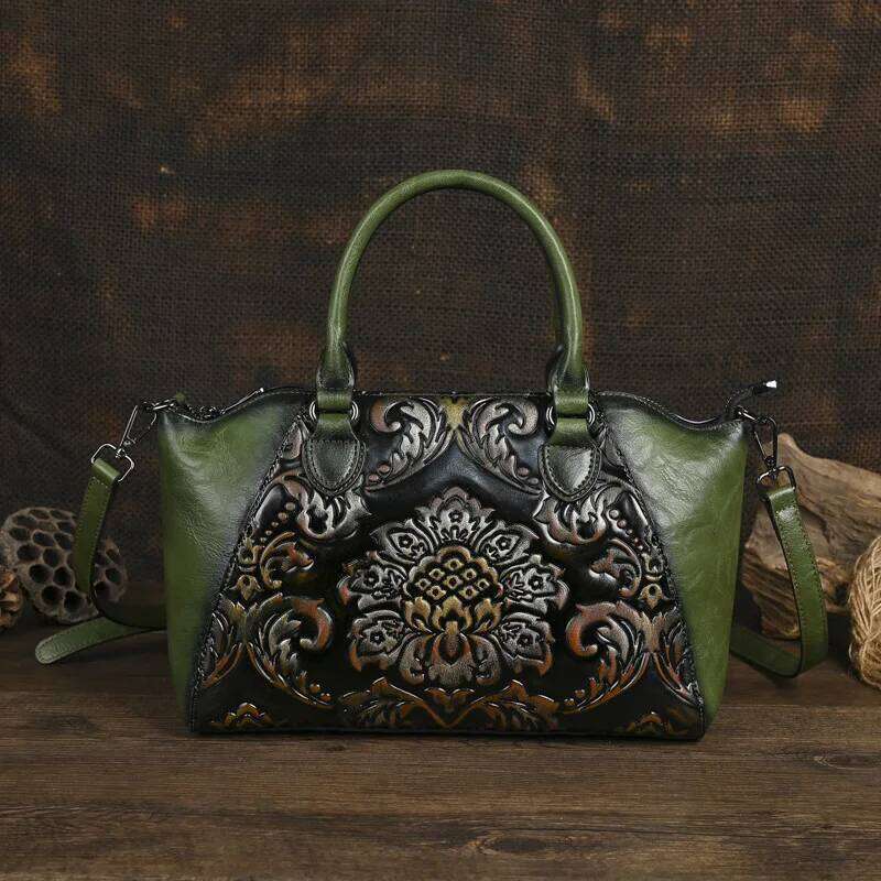 Designer Luxury D Floral Ladies Leather Handbag Vintage Woman Tote Bag Fashionable Female Shoulder Or Crossbody Bags