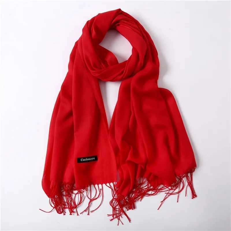Fashion Solid Scarf Wen Cashmere Soft Winter Warm Scarves Hijab Fa Long band Shawl Wraps Bandana Foard 2022 EcharpeW251027