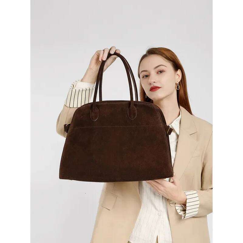 Designer Luxury Maillard Genuine Tote Bag For Women Capacity High Quality Suede Reindeer Leather Handbag Nu S