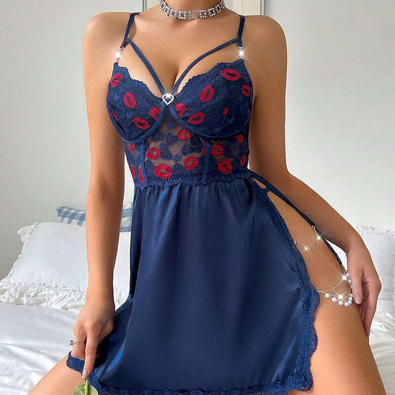 Lace Sexy Lingerie Foreign Trade European And American Lace Lingerie Women S Suit Pure Temptation Sexy See Through Pamas Nightdress Suspend