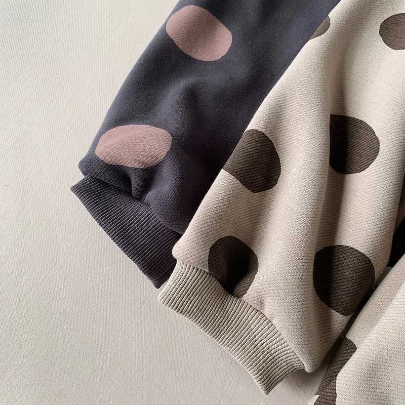 2025 New Winter Children Dot Print Trousers Plus Velvet Thick Girls Harem Pants Baby Boys Fleece Casual Pants Kids ClothesT251027