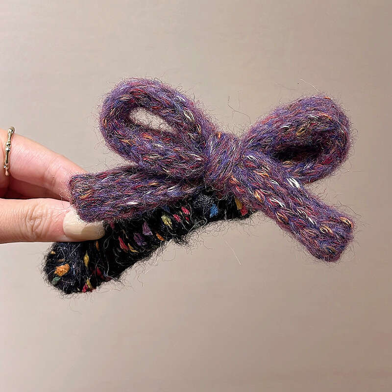 Autumn Winter Bow Women, Large Duckbill Clip for Back of Head, Plush Hair Claw, 2024 New High-end Style