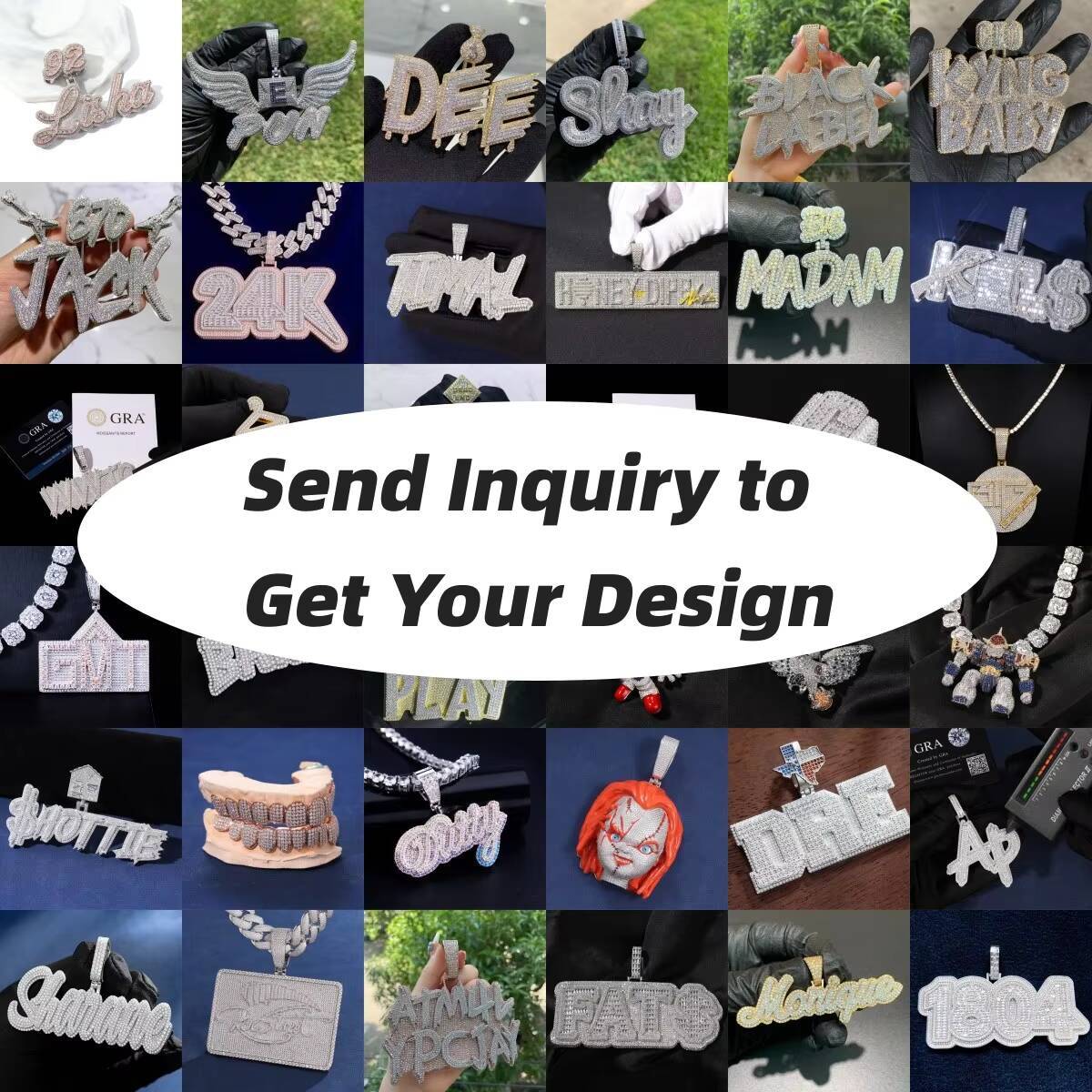 Popular Custom Name Pendant VVS D Baguette Moissanite Custom Letter Jewelry 925 Silver Pendant Necklace for Men Women