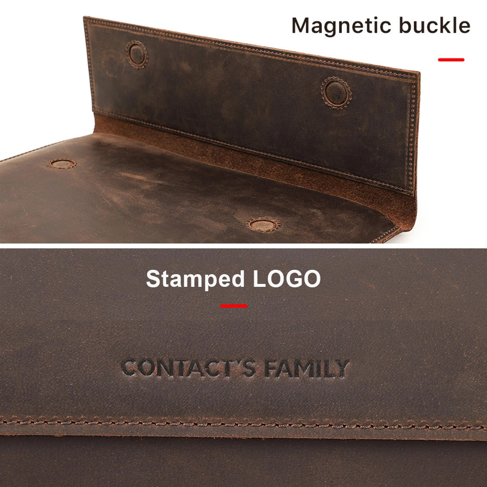 Genuine Leather Laptop Case For Air 13 M1 M2 M3 M4 Pro 14 15 16 Sleeve Cover Men Notebook Computer Carrying Bag 251027