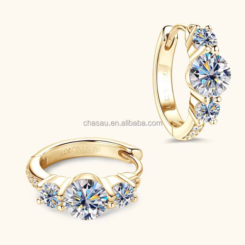 Chasau 5mm3mm1mm 925 Sterling Silver Moissanite Hoop Earrings for Women