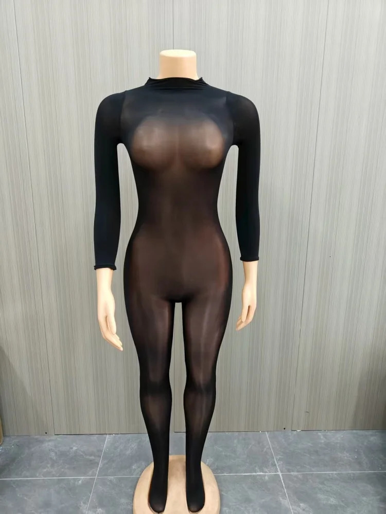 Wmstar Jumpsuits Women Wholesale Sexy Shiny Stockings See Through Tight Smooth Charming One Piece Suit Alluring Fancy Club 251027