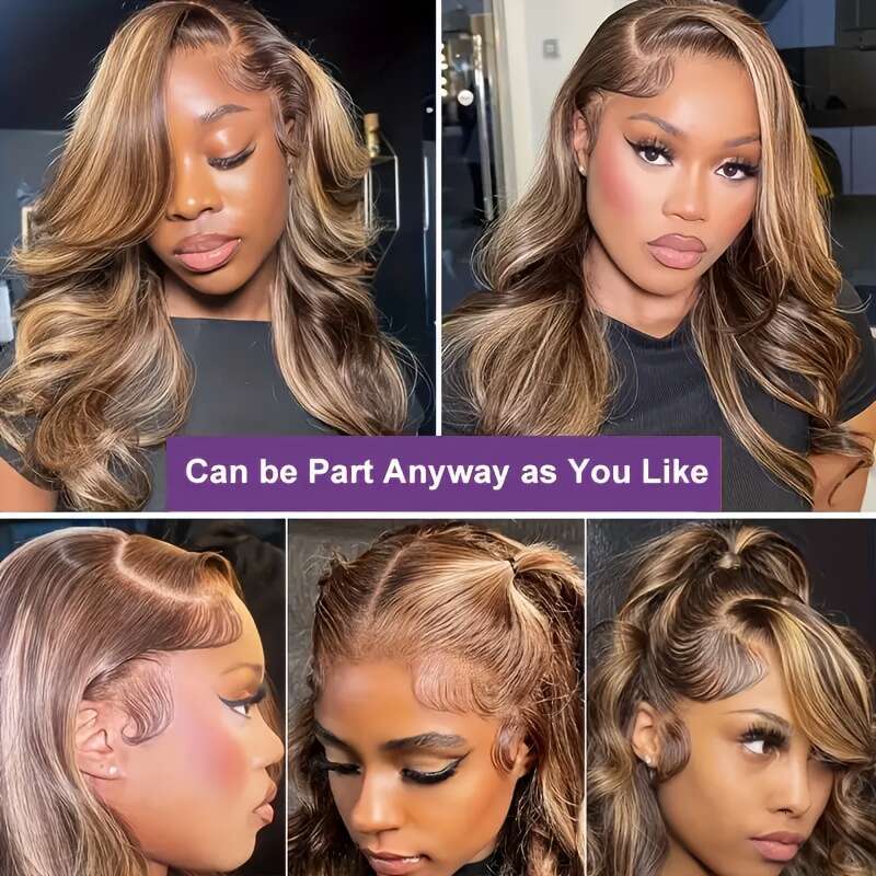 Women's Honey Ombre Bob Natural Roots Ends, Brazilian Human Hair Lace Wig With Pre-Plucked Front Baby Hair, 13X4 HD Density, Gradient, Loose Wave