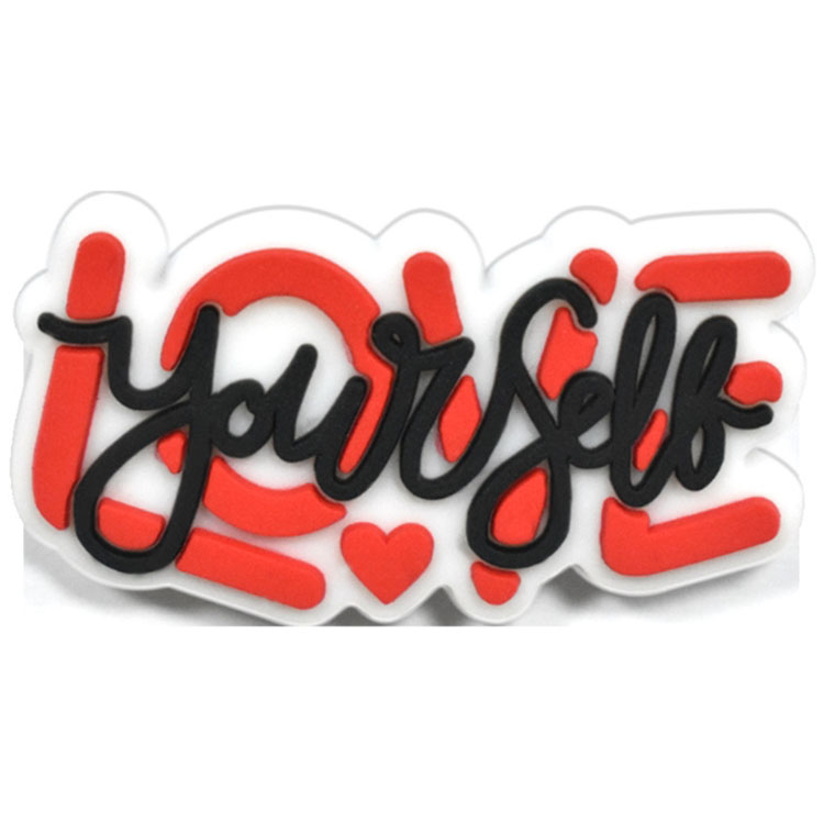 Self Love shoe charms pvc soft red flower shoe decoration buckle clog accessories wristband pin button