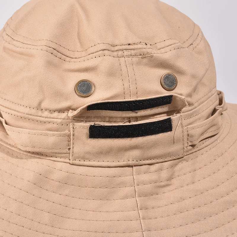 Newest Four Seasons Cotton Solid Bucket Hat with Small Pocket Fisherman Hat Outdoor Travel Sun Cap for Men and WomenW251027