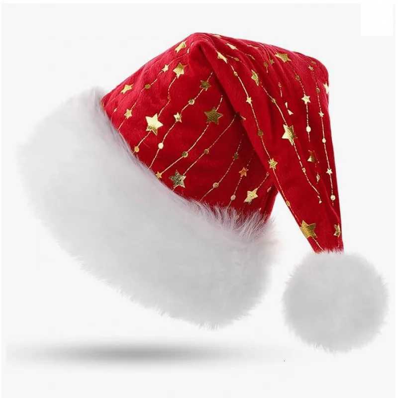 Christmas Hat Red Sequin Star Snowflake Santa Hat Plush Hat Christmas Party Decoration Supplies Christmas Gift SuppliesW251027