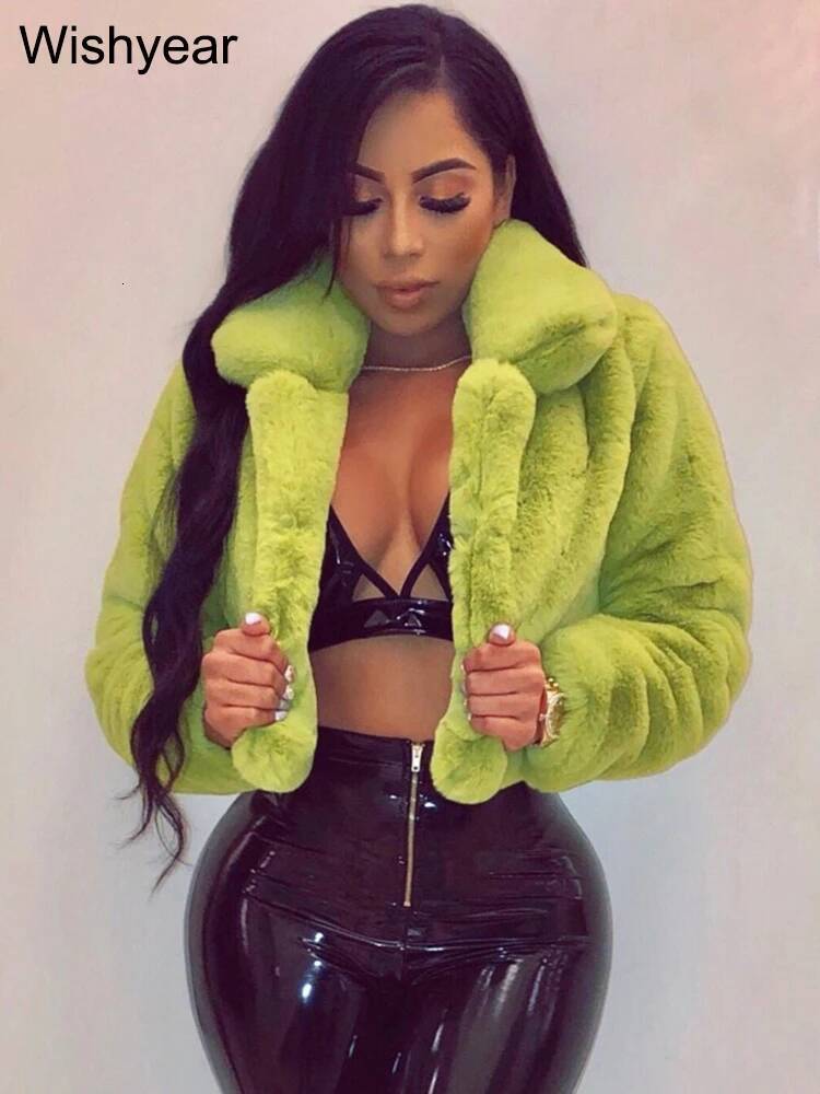winter jacket women Fashion Faux Fur Open Lapel Crop Jackets Women Clothing Autumn Winter Solid Long Sleeve Warm Furry Fluffy Coat Outer Wear