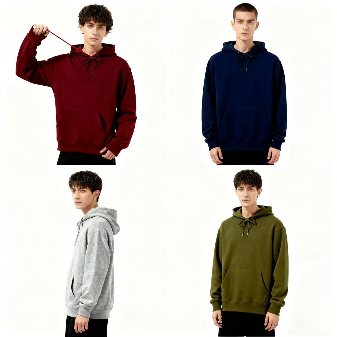 Men's Hoodies & Sweatshirts cotton loose fit oversize drop shoulder hooded sweatshirt autumn winter casual pure long sleeve breathable daily wear