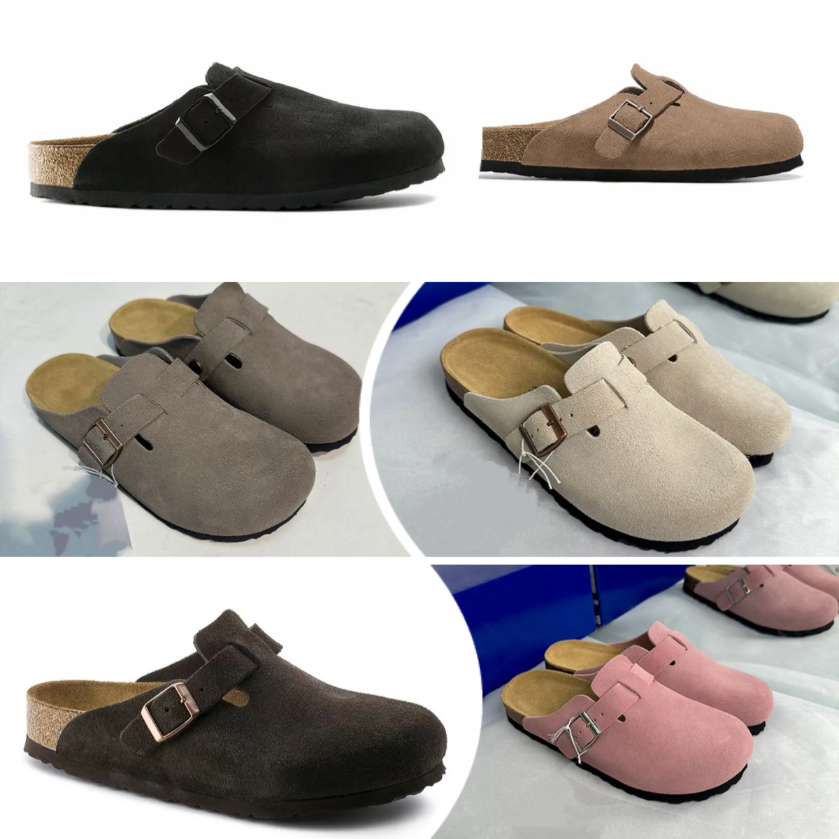 Designer slides Sandals Womens slippers Cork clogs Flat Beach Footbed Eva Suede Genuine Leather Slide Taupe Casual for Women Mens trainers flip flops designer shoes