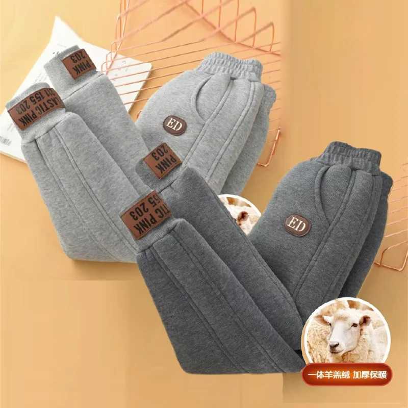 Childrens Plush Velvet Pants Kids Winter Outside Sweatpants Boys Girls Thickened Warm Trousers Teenager Casual Sports PantsT251027
