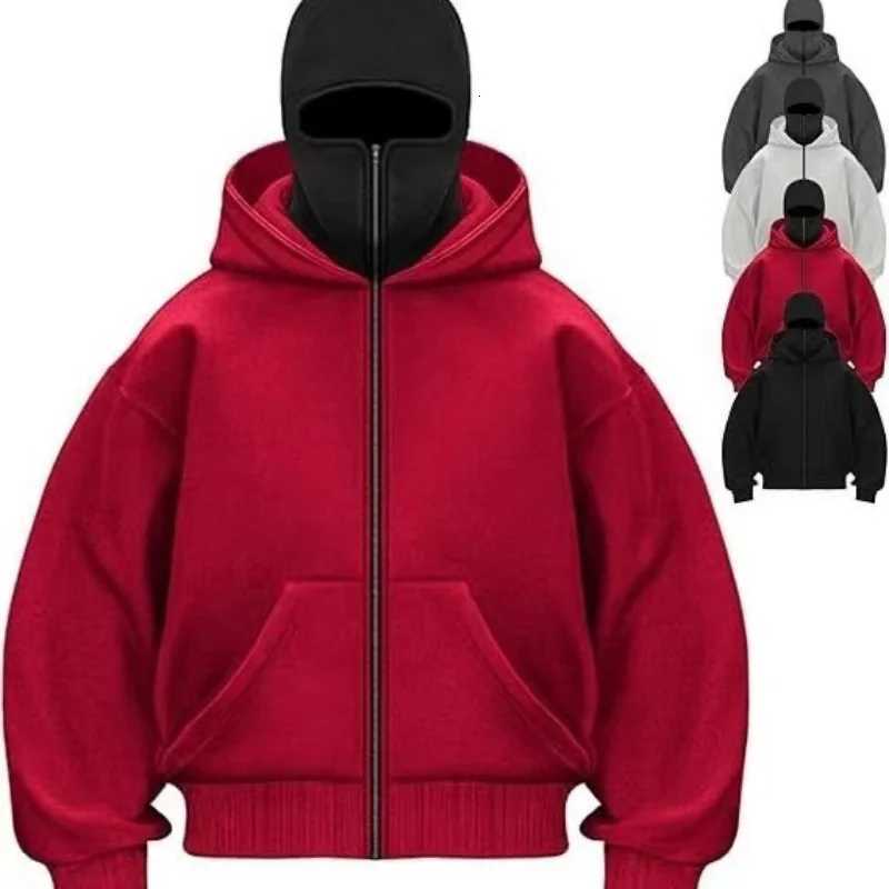 Ninja mask hooded mens winter windproof and warm double hat design sports jacket outdoor running and cycling jacket Gothic Hara W251027