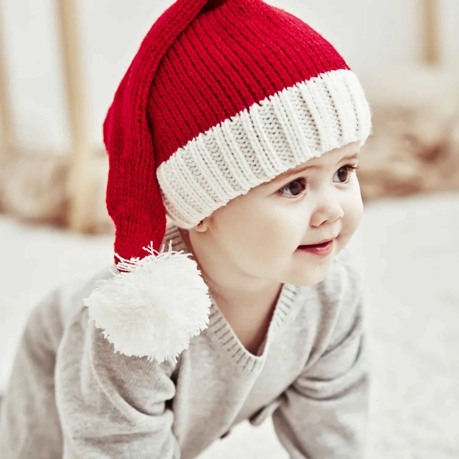 Christmas Knitted Hat Cute Pom Adult Kids Soft Beanie Santa Hat New Year Party Kids Gift Navidad Noel Xmas Decoration 2023W251027