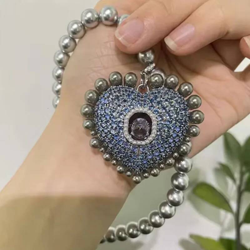 Charms 2025 New Necklace Fine Set for Women Heart Blue Crystal Earrings Bracelet Romantic Gift Jewelry