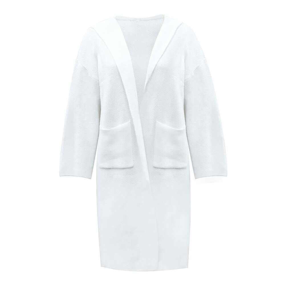 Women's Casual Cardigan - 100% Polyester Solid Color Open Front Lightweight Warmth, Micro-Stretch Fall Winter Layering Piece For Everyday Outfits