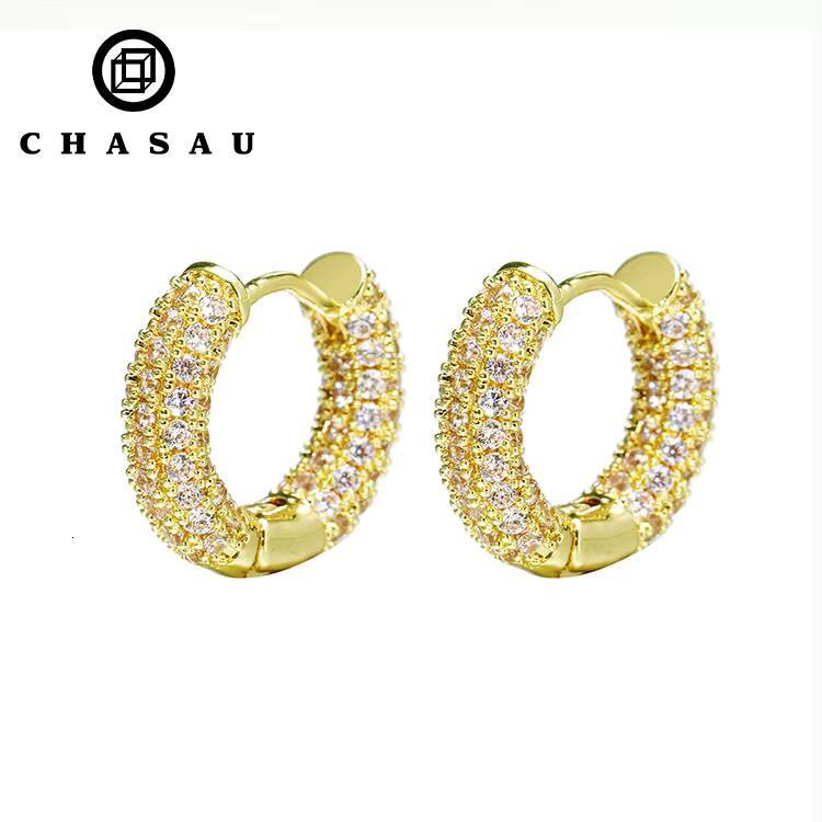 Passed Diamond Test GRA Certificated Shinning Sparkling Hoop 925 Sterling Silver Iced Out Moissanite Stud Earrings