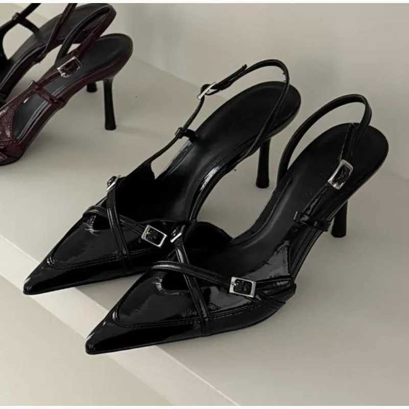 Sexy Pointed Toe Thin Heels Mules Shoes Women Belt Buckle Elegant Fi Party Shoes Designer Slingbacks Sandals Women PumpsXJ251027